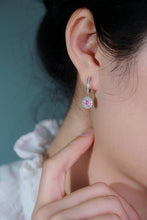 Load image into Gallery viewer, LUOWEND 18K White Gold Real Natural Pink Diamond Earrings for Women