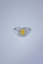 Load image into Gallery viewer, LUOWEND 18K White Gold Natural Yellow Diamond Ring for Women