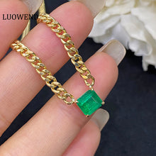 Load image into Gallery viewer, LUOWEND 18K Yellow Gold Real Natural Emerald Gemstone Necklace for Women