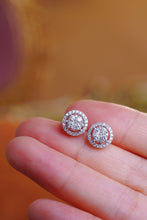 Load image into Gallery viewer, LUOWEND 18K White Gold Natural Diamond Stud Earrings for Women