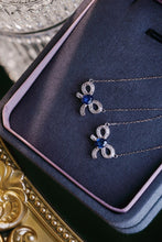 Load image into Gallery viewer, LUOWEND 18K White Gold Real Natural Diamond and Sapphire Necklace for Women