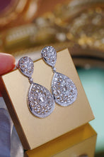 Load image into Gallery viewer, LUOWEND 18K White Gold Natural Diamond Drop Earrings for Women