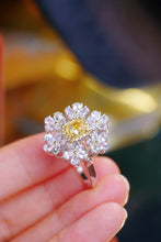 Load image into Gallery viewer, LUOWEND 18K White Gold Natural Yellow Diamond Ring for Women