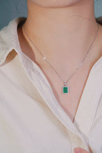 Load image into Gallery viewer, LUOWEND 18K White Gold Real Natural Diamond and Emerald Necklace for Women