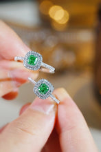 Load image into Gallery viewer, LUOWEND 18K White Gold Real Natural Green Diamond Ring for Women