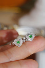 Load image into Gallery viewer, LUOWEND 18K White Gold Natural Green Diamond Ring for Women