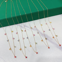 Load image into Gallery viewer, LUOWEND 18K Yellow Gold Natural Color Sapphire Necklace for Women