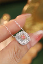 Load image into Gallery viewer, LUOWEND 18K White Gold Real Natural Pink Diamond Pendant Necklace for Women