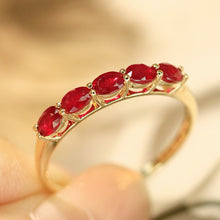 Load image into Gallery viewer, LUOWEND 18K Yellow Gold Natural Ruby Ring for Women
