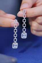 Load image into Gallery viewer, LUOWEND 18K White Gold Real Natural Diamond Drop Earrings for Women