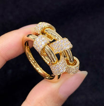 Load image into Gallery viewer, LUOWEND 18K Yellow Gold Natural Diamond Ring for Women