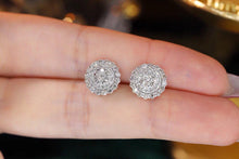 Load image into Gallery viewer, LUOWEND 18K White Gold Natural Diamond Stud Earrings for Women