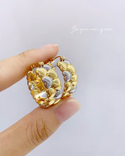 Load image into Gallery viewer, LUOWEND 18K White and Yellow Gold Hoop Earrings for Women