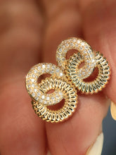 Load image into Gallery viewer, LUOWEND 18K White/Yellow Gold Natural Diamond Earrings for Women