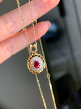 Load image into Gallery viewer, LUOWEND 18K Yellow Gold Real Natural Ruby Necklace for Women