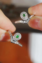 Load image into Gallery viewer, LUOWEND 18K White Gold Natural Green Diamond Ring for Women