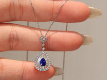 Load image into Gallery viewer, LUOWEND 18K White Gold Natural Sapphire Necklace for Women