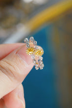 Load image into Gallery viewer, LUOWEND 18K White Gold Natural Yellow Diamond Ring for Women