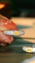 Load image into Gallery viewer, LUOWEND 18K White Gold Real Natural Yellow Diamond Ring for Women