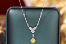 Load image into Gallery viewer, LUOWEND 18K White Gold Real Natural Yellow Diamond Necklace for Women