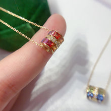 Load image into Gallery viewer, LUOWEND 18K Yellow Gold Natural Color Sapphire Necklace for Women