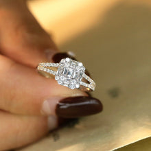 Load image into Gallery viewer, LUOWEND 18K White Gold Real Natural Diamond Ring for Women