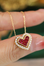 Load image into Gallery viewer, LUOWEND 18K Yellow Gold Real Natural Ruby and Diamond Gemstone Necklace for Women