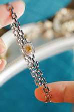 Load image into Gallery viewer, LUOWEND 18K White Gold Natural Yellow Diamond Bracelet for Women