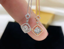 Load image into Gallery viewer, LUOWEND 18K White or Rose Gold Real Natural Diamond Pendant Necklace for Women