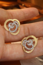 Load image into Gallery viewer, LUOWEND 18K White and Yellow Gold Real Natural Diamond Stud Earrings for Women