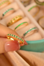 Load image into Gallery viewer, LUOWEND 18K Yellow Gold Real Natural Emerald Ring for Women