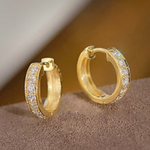 Load image into Gallery viewer, LUOWEND 18K White/Rose/Yellow Gold Real Natural Diamond Hoop Earrings for Women