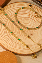 Load image into Gallery viewer, LUOWEND 18K Yellow Gold Real Natural Emerald Bracelet&Necklace for Women