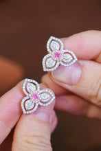 Load image into Gallery viewer, LUOWEND 18K White Gold Fine Jewelry Real Natural Pink Diamond Earrings for Women
