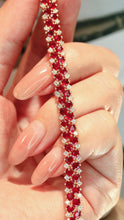 Load image into Gallery viewer, LUOWEND 18K Yellow Gold Natural Ruby Bracelet for Women