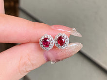 Load image into Gallery viewer, LUOWEND 18K White Gold Natural Ruby Earrings for Women