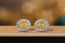 Load image into Gallery viewer, LUOWEND 18K White Gold Real Natural Yellow Diamond Stud Earrings for Women