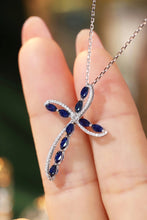 Load image into Gallery viewer, LUOWEND 18K White Gold Real Natural Sapphire and Diamond Gemstone Necklace for Women