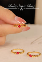 Load image into Gallery viewer, LUOWEND 18K Yellow Gold Real Natural Ruby Ring for Women
