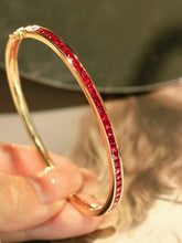 Load image into Gallery viewer, LUOWEND 18K Yellow Gold Natural Ruby Bangle for Women