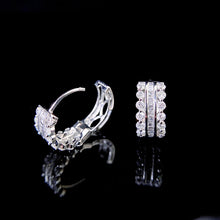Load image into Gallery viewer, LUOWEND 18K White Gold Real Natural Diamond Hoop Earrings for Women