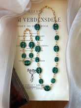 Load image into Gallery viewer, LUOWEND 18K Yellow Gold Real Natural Malachite Bracelet&Necklace for Women