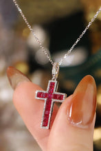 Load image into Gallery viewer, LUOWEND 18K White Gold Real Natural Ruby and Diamond Gemstone Necklace for Women