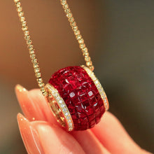 Load image into Gallery viewer, LUOWEND 18K Yellow Gold Natural Ruby Pendant for Women