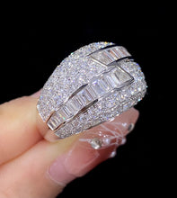 Load image into Gallery viewer, LUOWEND 18K White Gold Real Natural Diamond Ring for Women