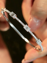 Load image into Gallery viewer, LUOWEND 18K White Gold Real Natural Diamond Bangle for Women