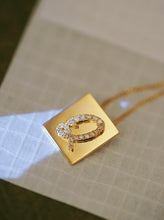 Load image into Gallery viewer, LUOWEND 18K Yellow Gold Real Natural Diamond Pendant Necklace for Women