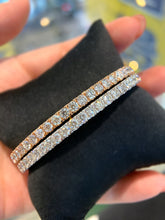 Load image into Gallery viewer, LUOWEND 18K White or Rose Gold Real Natural Diamond Bangle for Women