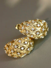 Load image into Gallery viewer, LUOWEND 18K White/Yellow Gold Natural Diamond Earrings for Women
