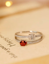 Load image into Gallery viewer, LUOWEND 18K White Gold Real Natural Ruby Ring for Women